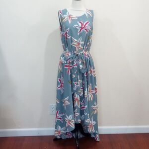 Anthropologie Hutch Aislinn Sleeveless High-Low Blue Floral Midi Dress, Size 1X